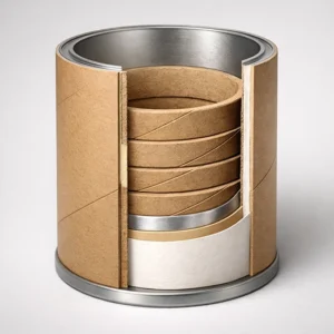 estructura multicapa de envase tubular de cartón mostrando resistencia estructural
